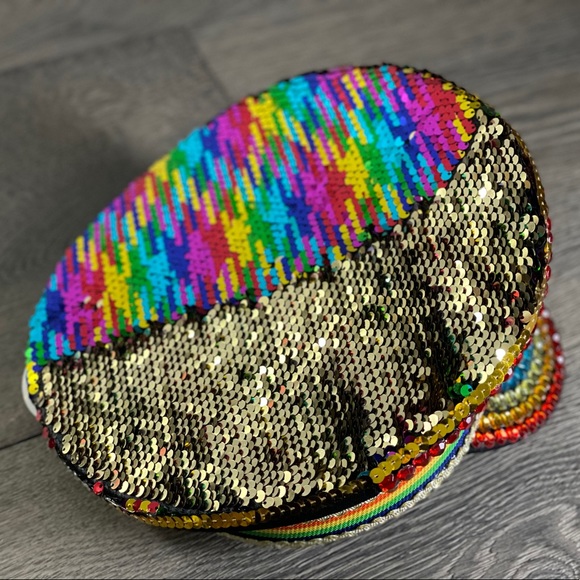 RAINBOW PRIDE SEQUIN CAPTAIN HAT - NWT! - Picture 9 of 16